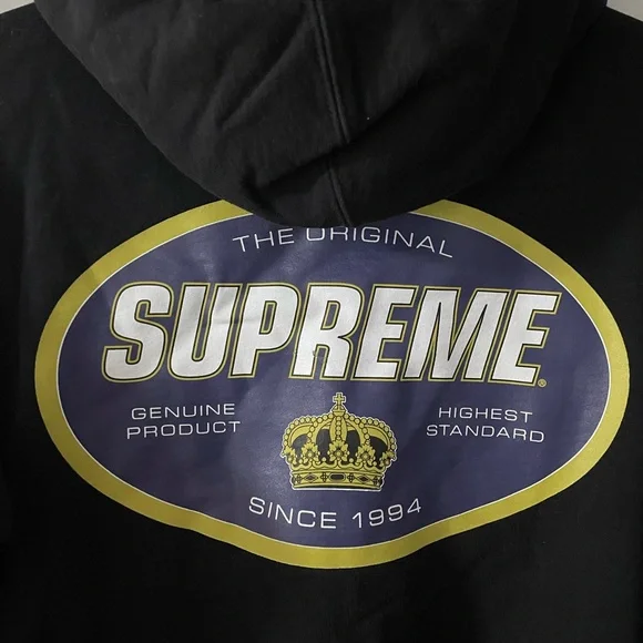 Authentic Supreme Classic Black Hoodie - Picture 6 of 7